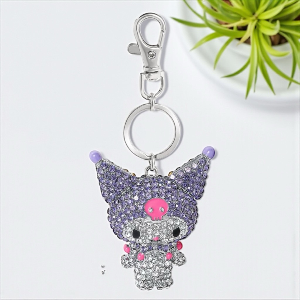 Kuromi- Nwt Crystal-Embellished Keychain Charm